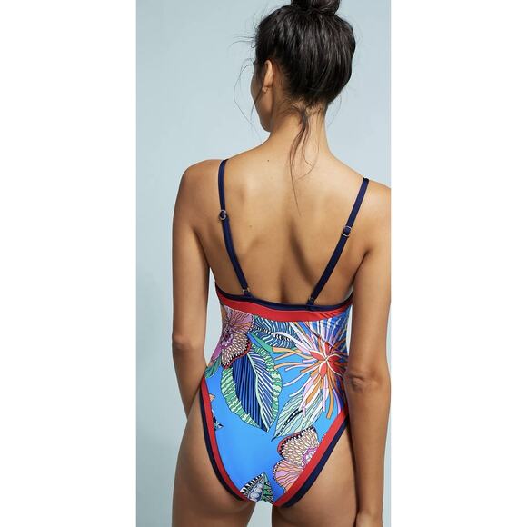 Trina Turk Tahiti Plunge One-Piece Swimsuit Size 6 - Picture 2 of 7